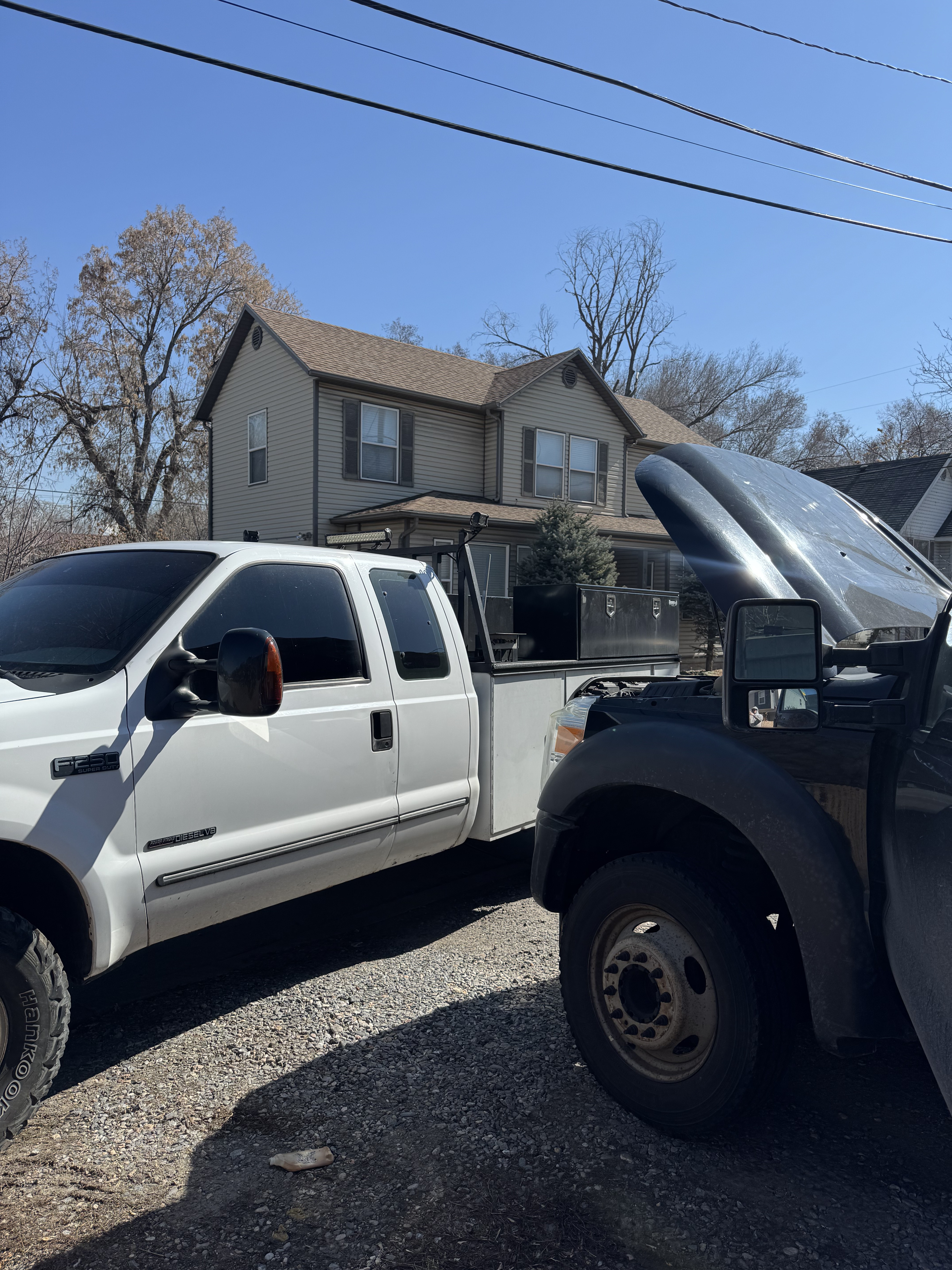 Fleet oil and filter service on a work truck